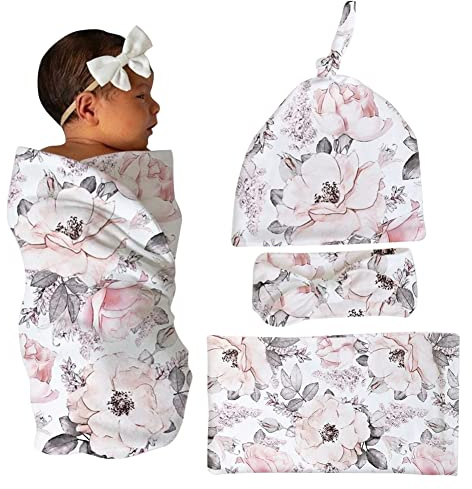 LICHENGTAI Baby Pucksack mit Mütze, Baby Pucktücher Pucktuch Neugeborenenwickel Baby Hut Stirnband Anti Rrschrecken Baby Pucksack Wickeldecke für Neugeborene Jungen Mädchen