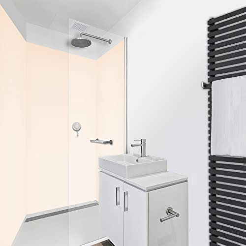 WANDFREUDE individuelle Duschrückwand Aluverbundplatte auf Maß (3 Stück - Leinen - Premium Brillant Lack) – Dusche Wandverkleidung Duschwandverkleidung Duschrückwände