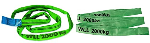 Braun 20051RS Rundschlinge 2000 kg Tragkraft, 5 m Umfang, endlos mit Polyesterkern, grün & 20041RS Rundschlinge 2000 kg Tragkraft, 4 m Umfang, endlos mit Polyesterkern, grün