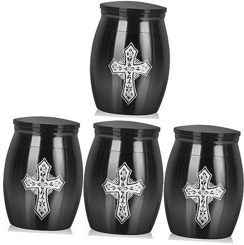 Garneck 4stücke Human Ashes Urne Aus Edelstahl Mit Kreuz Design Elegante Gedenkurne Für Menschliche Asche Für Trauerfeiern Andenken An Verstorbene