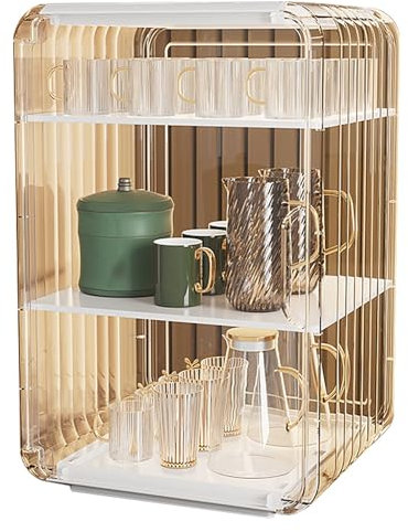 Porta tazze, design di lusso, impilabile, organizer trasparente per tazze, organizer per bottiglie d'acqua, organizer per bottiglie d'acqua da ripiani per bicchieri, tazze (grande
