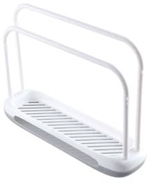 Leadigol Kitchen Sponge Holder Dishcloth Hanger, 2 in 1 Kitchen Sink Storage Rack Tray Organizer Stand for Sponge, Dish Cloth, Rag, Brush, Scrubber(White)