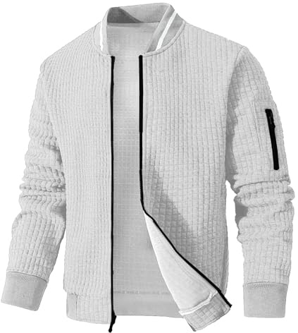 SAVKOOV Mens Lightweight Jacket Casual Bomber Jacket Varsity Coat