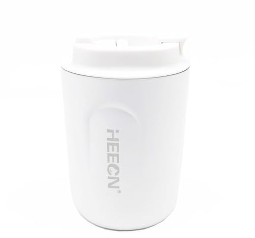 HEECN® Palm -Taza térmica de doble pared de acero inoxidable, con aislamiento al vacío, MINI Taza térmica portátil, sin fugas, sin BPA (blanco)