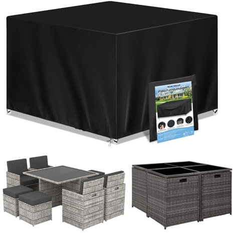 Wanocean Garden Furniture set Covers, Outdoor Patio Furniture Cover Waterproof 420D Oxford Anti-UV Tear-Resistant Rectangular Rattan Furniture Covers 140x140x90cm