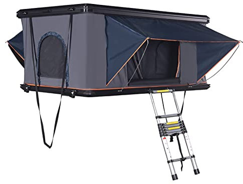 Wasserdichtes Hartschalen-Dachzelt 2,1 m, SUV-Camping-Dachzelt mit einziehbarer Leiter und Solar-Notlicht, Schiebedachzelt für Überland-SUV, LKW, Transporter