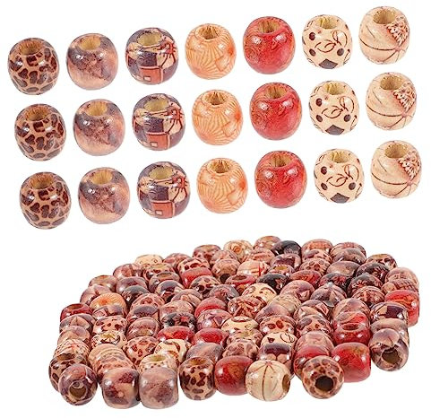 Gogogmee 100stücke Holzperlen Für Haarzöpfe Und Dreadlock Accessoires Leichte Natürliche Haarperlen in Gemischten Farben Perlen Für Diy Schmuck Flechtfrisuren Und Armbänder