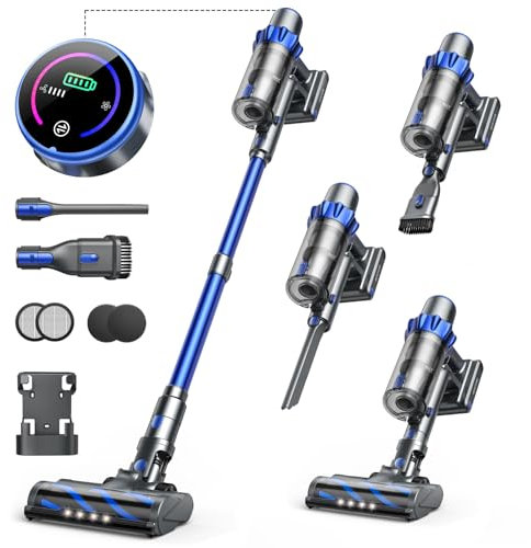 INTETURE Staubsauger Kabellos, 40000Pa/450W Akku Staubsauger mit Automatikmodus, Farb-Touchscreen & Anti-Verhedderung, bis zu 55 Minuten Laufzeit, Akkustaubsauger für Hartböden,Teppiche und Tierhaare