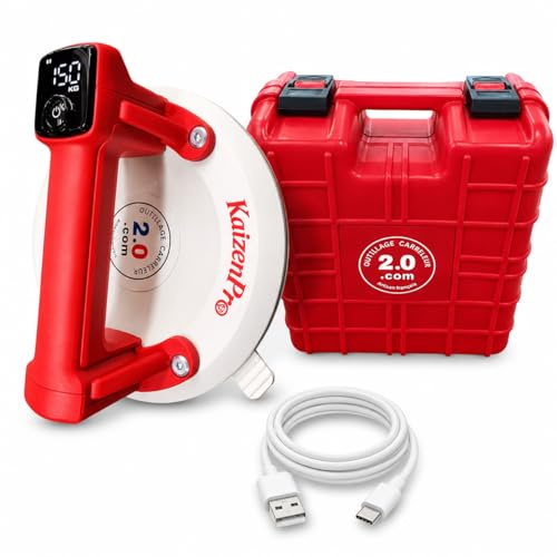 Digital Saugnapf Elektrisch Profi Ø 20 cm 150 kg für Fliesen, Glas, Marmor, Steinzeug - USB Aufladung - Batterieanzeige - Handwerker getestet - weiß