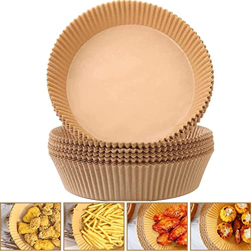 Air Fryer Disposable Paper Liner Airfryer Oven Insert Parchment Sheets, Baking Paper for Air Fryer Oil-Proof, Food Grade Paper Liner for Baking Roasting (Wood, Round(6.3in,120pcs))