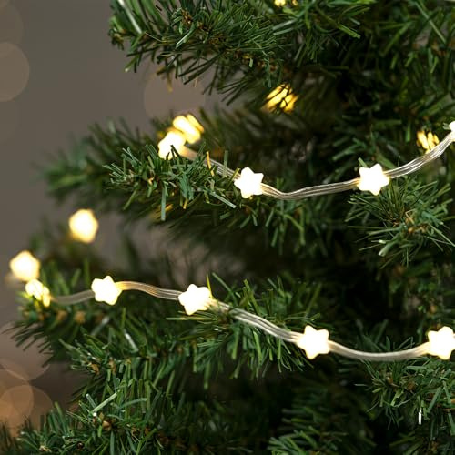 Ideen mit Herz LED-Lichterkette Sterne | Weihnachten | 30 LEDs |195 cm lang | warmweiß | innen & außen | inkl. Timer