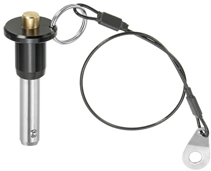 PATIKIL Spilla a Sgancio Rapido 5/16 x 0.79, Perno Bloccaggio a Sfera Acciaio Inossidabile 304, Perni Posizionamento Sicurezza con Pulsante, Cavo Sicurezza da 25 Cm (8 x 20mm)