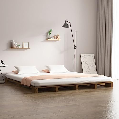LLEZKBR Furniture Select - Palettenbett ohne Matratze braun King Size Massivholz
