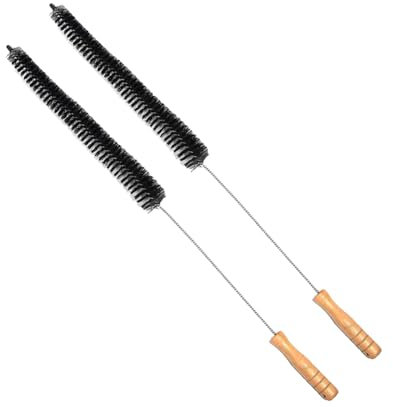 SWOOMEY Multipurpose Cleaning Brush for Dryer and Washing Machine 2pcs with Wooden Handle and Stainless Steel Bristles, Efficient Home Appliance Cleaner in Black