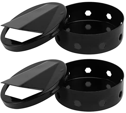 YARNOW Black Enamel Bbq Smoker Box 8cm Charcoal Burner Tray 2pcs for Outdoor Grilling Barbecued Meat Smoking Supplies