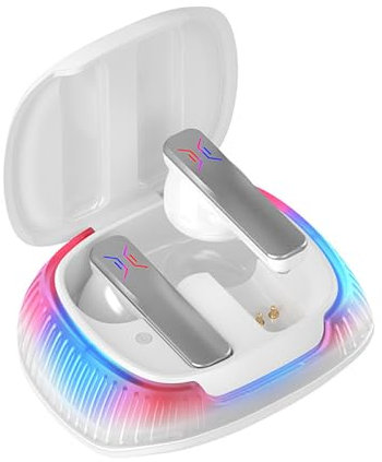 budiniao Écouteurs de Jeu à Faible Latence, avec Son Surround et étanche, réduction Intelligente du Bruit, Puce ABS Bluetooth 5.0, Blanc