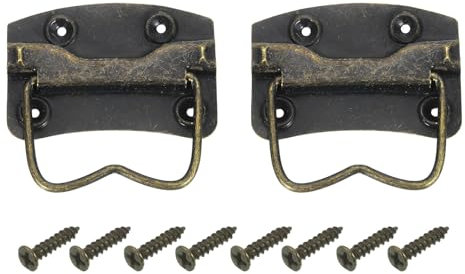 sourcing map 2 maniglie per torace, 76 x 50 mm, maniglia di sollevamento ad anello laterale, in metallo, vernice spray, maniglie in legno con viti per cassetta degli attrezzi domestica, cassetto,