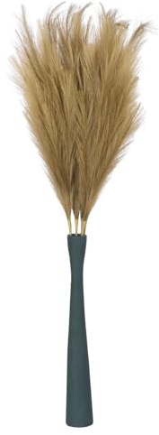 QUARKZMAN 8 Stück Faux Pampas Gras Dekor Groß, 45/114cm Große Künstliche Flauschige Grasstiele Falsche Getrocknete Blumen für Zuhause Hochzeit Vasendekoration, Gold