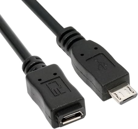 CY USB 2.0 Micro USB 5-Pin-Verlängerungskabel, Stecker auf Buchse – Hochgeschwindigkeitsdaten und Strom (20 cm)