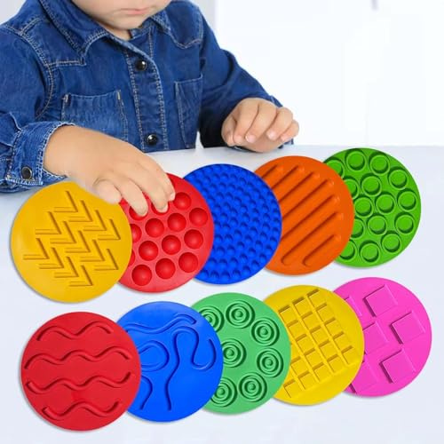 HB.YE Dalles Sensorielles Exploration Multisensorielle, Tapis de Sol Sensoriel Tapis de Massage pour Enfants Autistes Jouets Sensoriels Tactiles Tapis pour la Perception Tactile (10cm*10pieces)