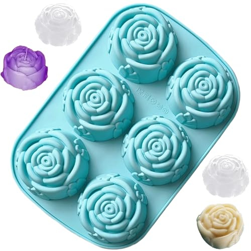Rose Eiswürfelbehälter, 6 Hohlraum Silikon Blume Geformte Eiswürfelform, leicht lösbare Whiskey-Kühlung für Cocktails Saft-Bonbons Cupcake Schokolade Formen