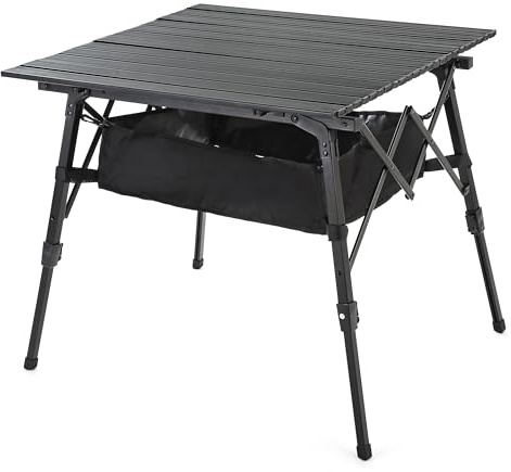 ARROWHEAD OUTDOOR 39 Aluminum Folding Camp Roll Up Table w/Adjustable Height, Undertable Mesh Storage, Carry Bag