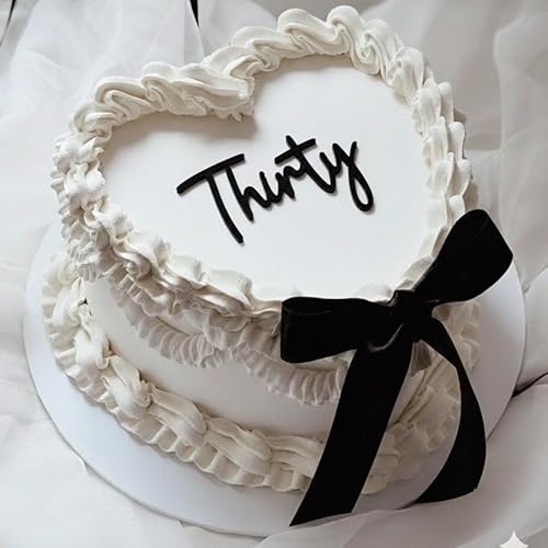 Thirty Cake Topper – 30th Birthday Cake Charm, Black Gloss Acrylic, 3mm Thick, Premium Laser Cut Decoration for Fiftieth Celebration Lambeth Style