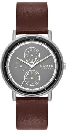 Skagen Signatur Uhr für Herren, Quarz Multifunktionswerk mit Edelstahl oder Lederarmband