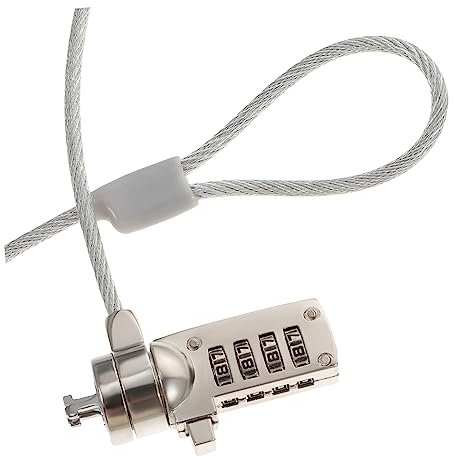 POPETPOP Portable Laptop Lock Security Cable with Steel and Zinc Alloy Build, 1.8m Length, One-handed Engagement Button, Suitable for Notebooks, Projectors and Tvs