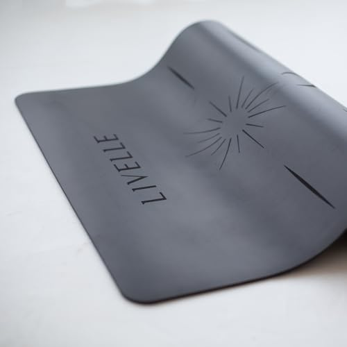 LIVELLE Yoga & Mobility Matte, Naturkautschuk, extra lang, 2 Meter, Naturkautschuk schwarz incl. gratis Mobility Guide