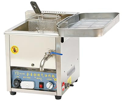 Friggitrice a gas GPL da banco commerciale, in acciaio inox, automatica a temperatura costante, con cestelli, per casa, cucina, ristorante (36,5 x 42,5 x 47,5 cm)
