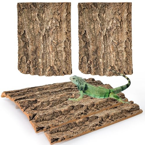 Hamiledyi Cork Terrarium Background 11.8x7.9in 4PCS Natural Reptile Cork Bark Flats Terrarium Board Bearded Dragon Climbing Wall Mat Tank Decor for Lizard Chamelon Snake Turtle Spider Crested Gecko
