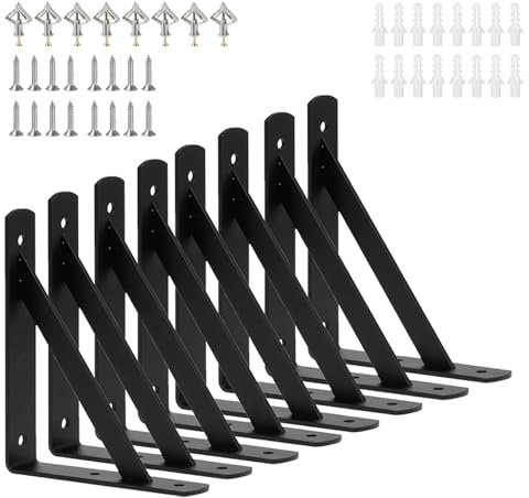 8 Pack Shelf Brackets 150x90mm, Heavy Duty Wall L Brackets with 90 Degree Triangle, Mounting Screws Included(6 Inch)
