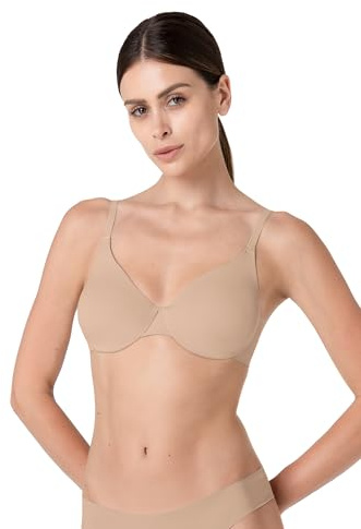 Lovable Reggiseno con Ferretto e Coppe Preformate e Non Imbottite in Microfibra | Effetto Lifting, Comfort e Invisibilità Invisible Essence Donna, Nudo Chiaro, 34 / 3D
