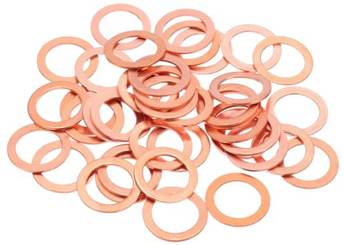 QUARKZMAN 40 Piezas Arandelas Planas Cobre Mejorada M14 14x20x1mm Métrica | Arandela Plana, Anillos Sellado, Para Tornillos Tuercas Conexiones Reparación Electrónica