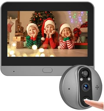 QAXRZCUCD Spioncino Digitale Intelligente Da 3 MP WiFi Alimentato A Batteria Con Telecamera PIR FHD E APP For La Visione Notturna Scheda TF 128 GB Sharp Live View