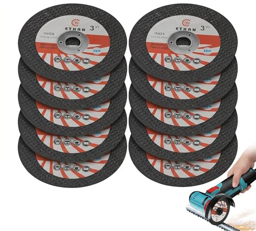 FIQLUL 10 Piezas Discos de Corte 75 mm para Amoladora Angular, Disco 75 x 1,2 x 10 mm Extrafino para Metal, Acero Inoxidable, Madera y Cerámica, Corte Rápido y Preciso, Pack de 10 Unidades