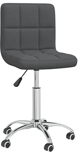 Mhdvray Esszimmerstuhl Drehbar Dunkelgrau Stoff Polsterstuhl mit Rollen, Höhenverstellbarer Drehstuhl mit Gasfeder für Esszimmer und Home Office, 40 x 47 x 74,5-86 cm