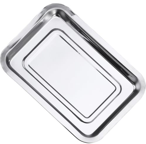 Gadpiparty Plaque de Cuisson en Acier Inoxydable Légère et Réutilisable pour Barbecue, Adaptée Utilisation Cuisine, Couleur Argenté, Dimensions 26x19x2cm
