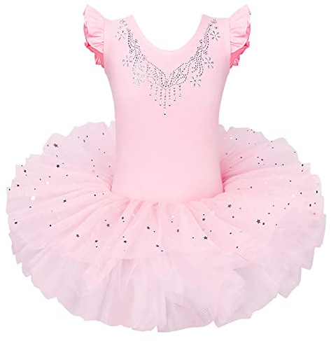 ZNYUNE Girls Princess Ballet Tutu Dress Comfort Peach 6-7Y