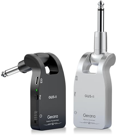Getaria 2.4GHz Drahtloses Gitarrensystem Set Audio Wireless Gitarren Sender und Empfänger für E-Gitarre Bass Violine (GWS-8-C1)