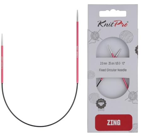 KnitPro Zing asymmetriska runda nålar 25 cm (10 tum) | 2 mm