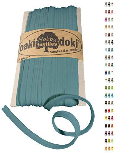 Sandras-Bastelladen Oaki Doki Paspelband/Biesenband Tricot de Luxe Jersey 2m Ø 3mm 245-Hell Petrol