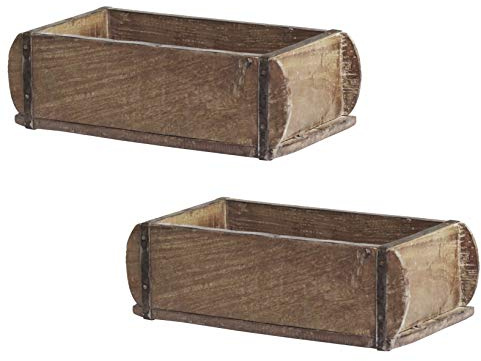 2 x Alte Ziegelform 32x15x9,5 cm Ein-Kammer Vintage Holzkiste mit Metallbeschlägenjede Form sieht anders aus