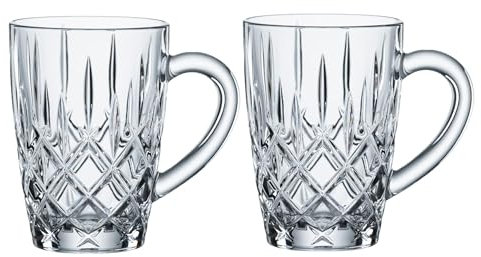Nachtmann Noblesse - Juego de 2 vasos para bebidas calientes de 11.5 onzas para té, cacao, con corte de diamante, aptos para lavavajillas, duraderos y elegantes, colección Vintage Glass