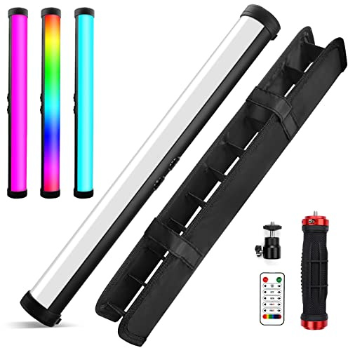 RGB LED Video-Lichtstab, Obeamiu 2600-9600K tragbare Fotografiebeleuchtung, eingebauter 5000mAh wiederaufladbarer Akku, 21 Lichteffekte für Konferenzaufnahmen, YouTube Studio, Live-Streaming