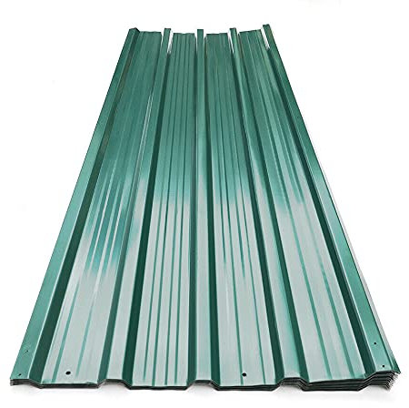 EliteKoopers 12Pcs Green Corrugated Roofing Metal Cladding Roof Sheets Carport Garage Shed Profile