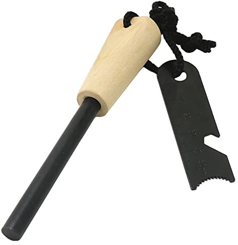 Newaner Feuerstarter aus Flintstahl, Feuerstahl Feuerstein Feuerstarter, über 2000 Anwendungen, Griff aus Magnesiumstab und Flintholz, Feuerstarter für Camping, Outdoor und Survival(1 Pack)