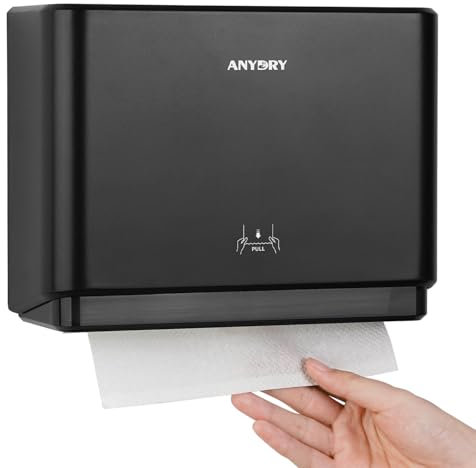 anydry 5101 Dispensador de Toallas de Mano Higiénico ABS Dispensador de Papel Toalla Comercial Montado en Pared Negro