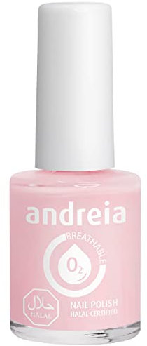 Andreia Nagellack Halal - Atmungsaktiv Luft - Wasser-Durchlässig - Ungiftig Farbintensiv - Naturkosmetik - Farbe B23 Milchrosa 10.5 ml